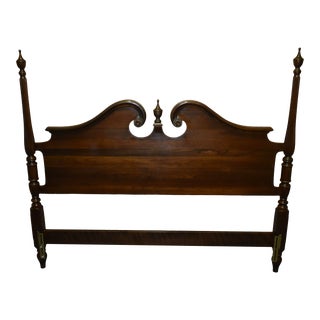 Vintage Ethan Allen Solid Cherry Traditional Style Queen Size Poster Headboard For Sale