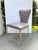 Stylish Baker Clara Chairs Leather & Brass Set of 4. Brass frame with light gray with hint of lavender leather. Original...