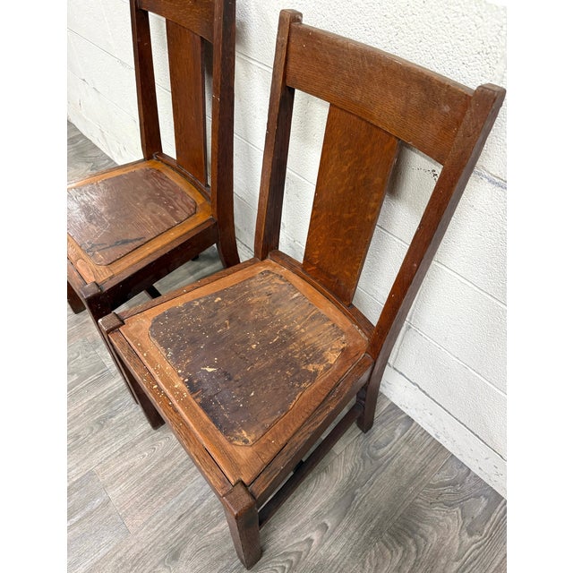 Antique Michigan Chair Company Arts & Crafts Mission Dining Chairs - Pair For Sale - Image 12 of 15