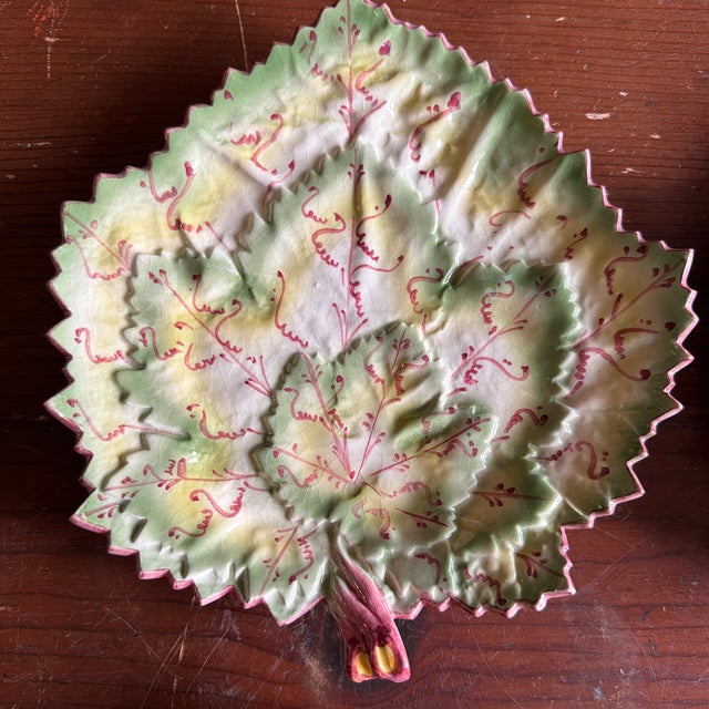 A Vintage Set of 4 Faianças Belo Portugal Majolica Geranium Leaf Dishes, circa 1970's Marked: Made in Portugal, specific...