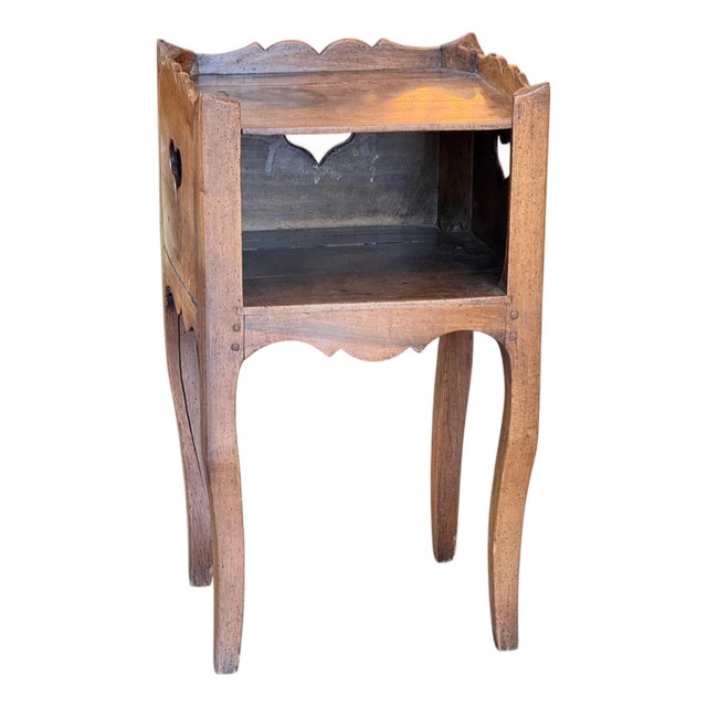 19th Century French Beech and Walnut Side Table With Heart Cutouts For Sale