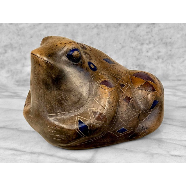 Vintage Southwestern Mexican Pottery Frog Sculpture For Sale - Image 4 of 9