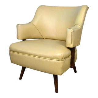 MCM Khaki Vinyl Faux Leather Accent or Side Armchair in the Style of Kroehler For Sale