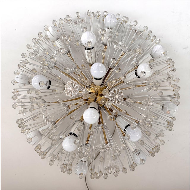 Large Brass and Glass Snowflake Sputnik Starburst Flush Mount from Rupert Nikoll, 1970s For Sale - Image 18 of 18