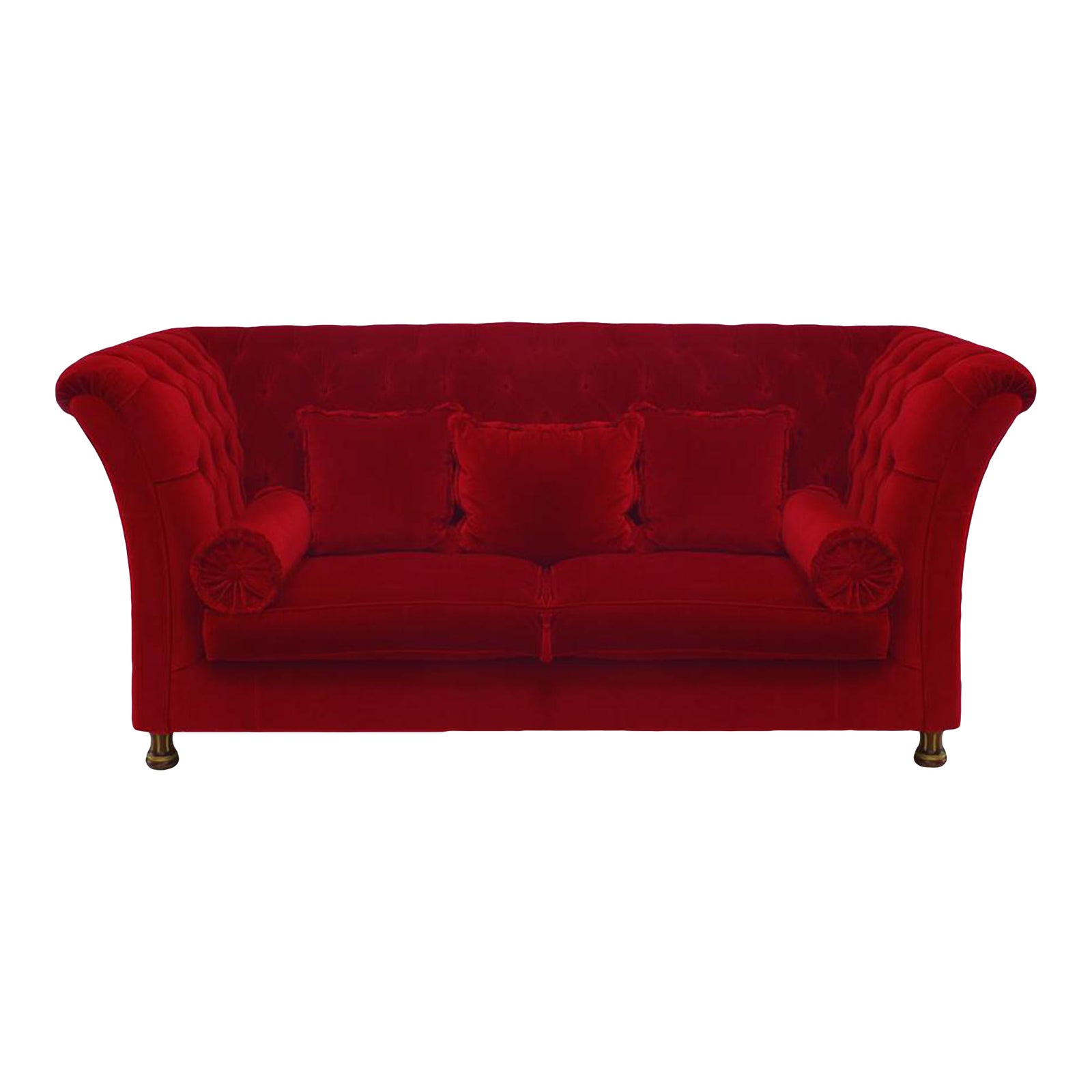French Victorian Style Red Tufted Velvet Settee Chairish
