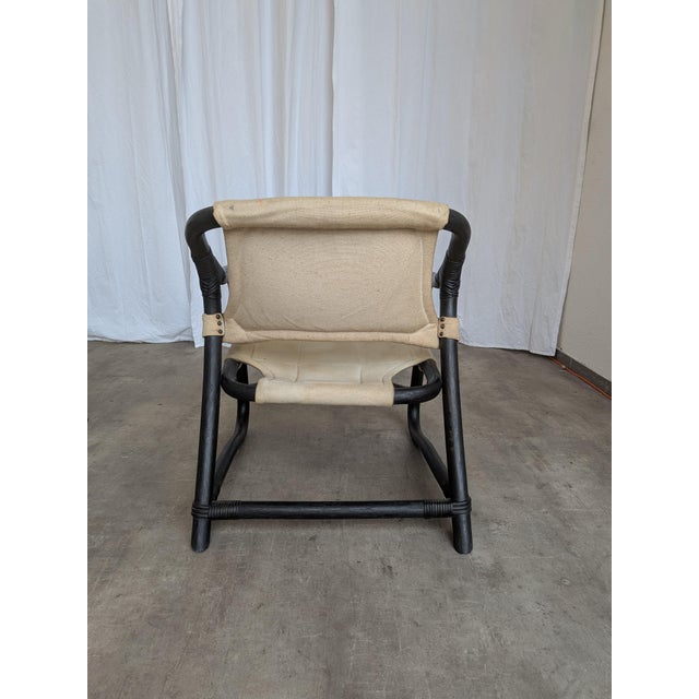 Mid-Century Modern Vintage Espri Safari Lounge Chair in Black Bamboo and Beige Fabric, 1970s For Sale - Image 3 of 18
