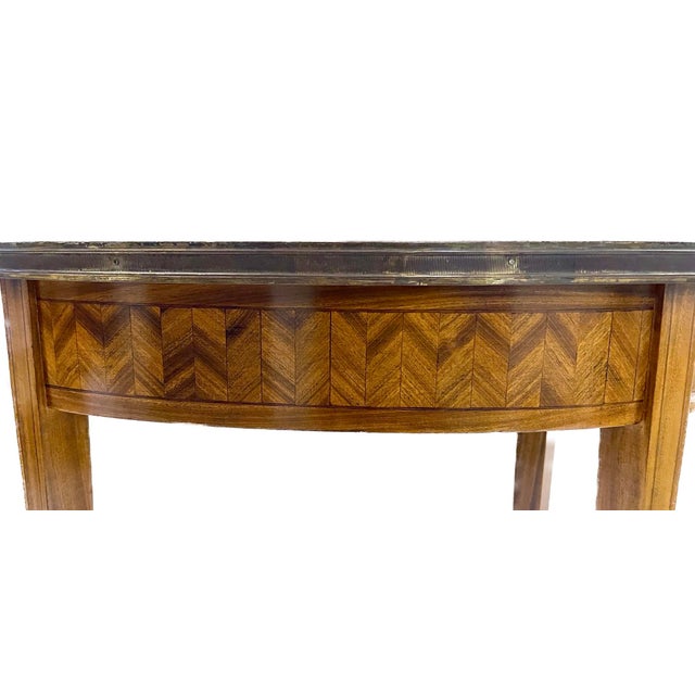 Brown Antique Oval Diamond Inlay Tiered Side Table For Sale - Image 8 of 10