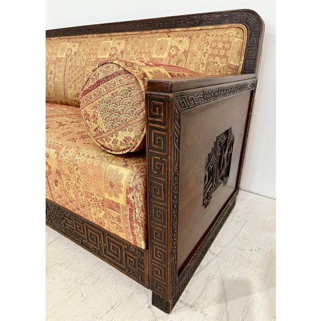Brown Antique Art Deco Japonisme Style Sofa For Sale - Image 8 of 12