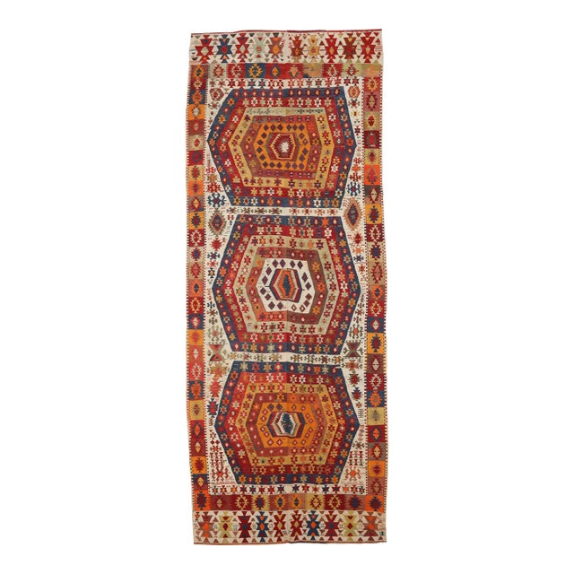 Mid 20th Century Antique Turkish Aydın Kilim Rug For Sale