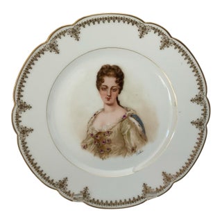 19thC Sèvres Marked Portrait Plate Duchess De Bourgogne Signed Debrie Made in France c.1890-1910 For Sale
