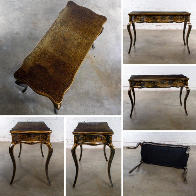 Late 20th Century Chinoiserie French Louis XV Style Ladies Writing Desk and Chair For Sale - Image 10 of 18