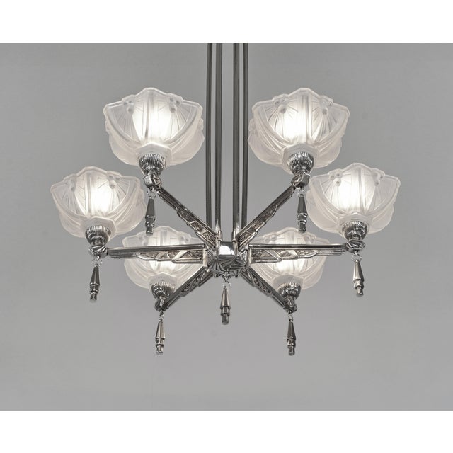 French Art Deco Chandelier by Jean Gauthier Ejg - 1930 France For Sale - Image 6 of 13