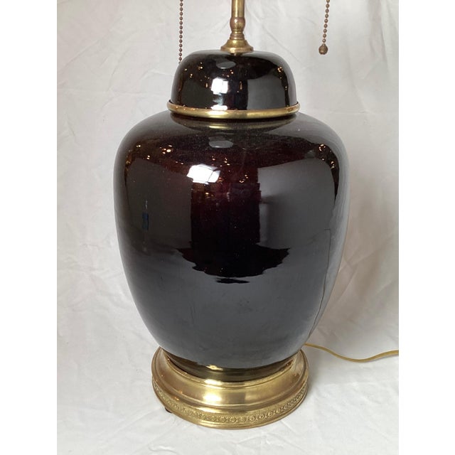 Chinese Antique 19th Century Chinese Mirror Black Porcelain Jar Lamp For Sale - Image 3 of 6