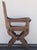 Arts & Crafts Early 20th Century English Gothic Arts & Crafts Wood and Leather Arm Chair For Sale - Image 3 of 12