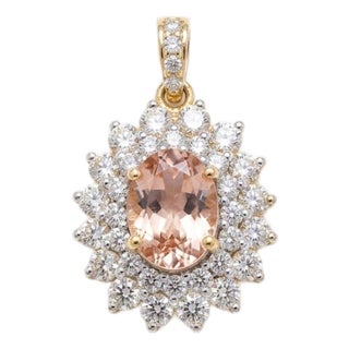 18k Gold Pendant With 1.17ct Semi Stone and 1.06ct Diamonds, New For Sale