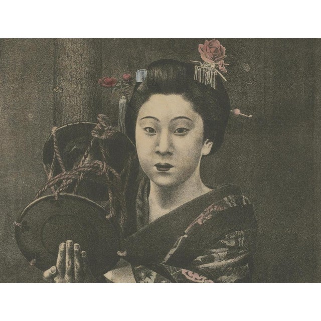 Kyoto Geisha with Traditional Instruments, 1800s, Paper For Sale - Image 4 of 8
