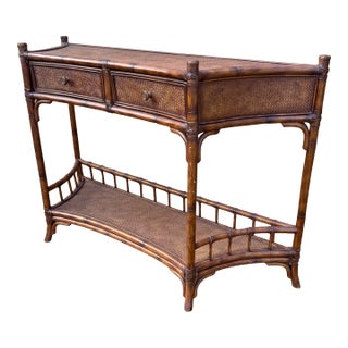 Late 20th Century Serpentine Front Chinese Chippendale Style Hooker Furniture Seven Seas Console Hall Foyer Table For Sale