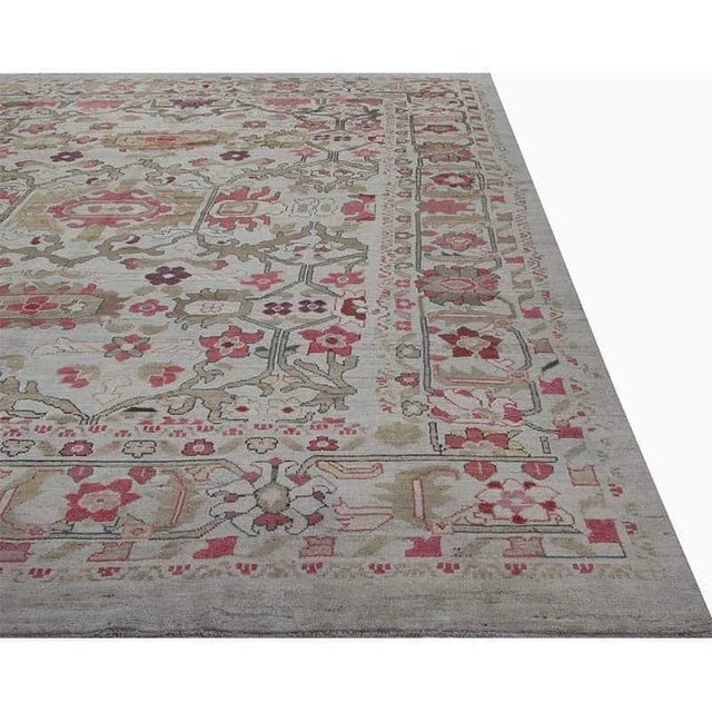 1990s Handwoven Persian Sultanabad Area Rug 11’10” X 16’8″ For Sale - Image 5 of 13