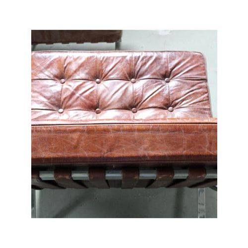 Set of Barcelona Armchair by Ludwig Mies van der Rohe and Ottoman from Knoll, 2008 For Sale - Image 10 of 16