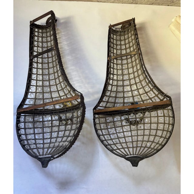 1930s 1930s French Basket Sconces (Crystal Empire Sconces), Set of 2 For Sale - Image 5 of 5