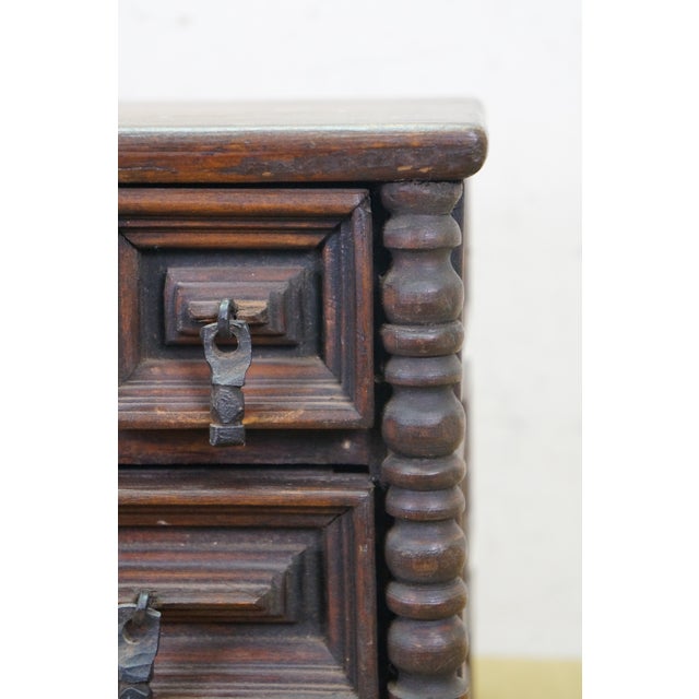 Brown Vintage Oak Geometric Brutalist Jewelry Trinket Keepsake Chest Box 12" For Sale - Image 8 of 17