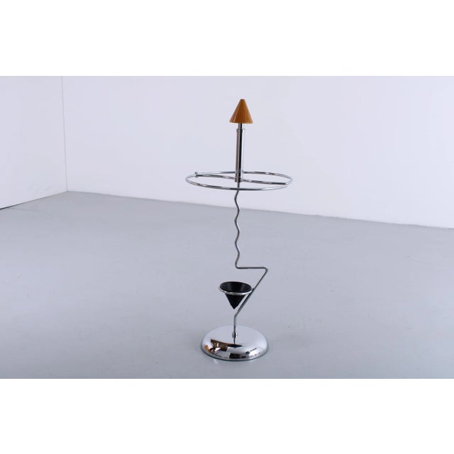 Wood Postmodern Chrome Umbrella Stand, 1980s For Sale - Image 7 of 18