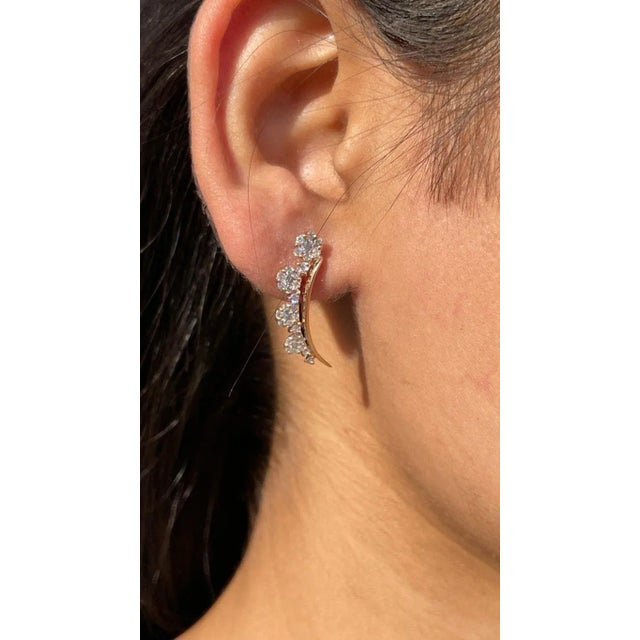 This is part of Chairish’s Fine Jewelry assortment. Diamond Curve Stud Earrings Gift for Daughter in 14K Gold to make a...