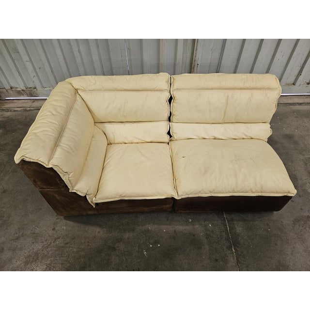 Animal Skin Italian Modular Corner Sofa in Leather and Suede, 1970s, Set of 4 For Sale - Image 7 of 18