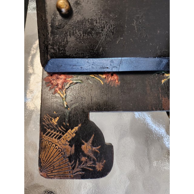 19th C. Chinoiserie Ebonized Wall Sconces & Letter Pockets - A Pair For Sale In New York - Image 6 of 17