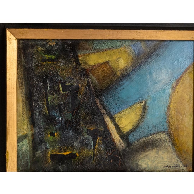 Black 1960's Mid-Century Modern Geometric Abstract Painting by Pierre Havret, 1965 For Sale - Image 8 of 15