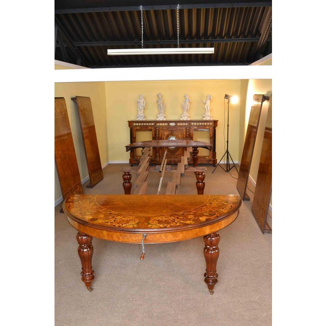 Burr Walnut Marquetry Dining Table and Chairs, 1990s, Set of 19 For Sale - Image 16 of 18