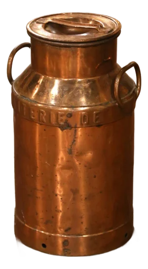 19th Century Belgium Polished Copper-Clad Milk Can “Laiterie De Florennes”