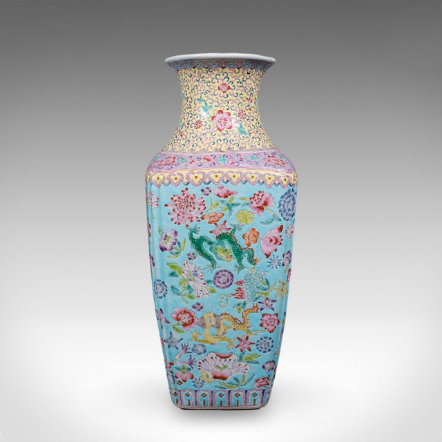 Vintage Famille Rose Display Vase, Oriental, Ceramic, Flower Urn, Art Deco, 1940 For Sale - Image 4 of 12
