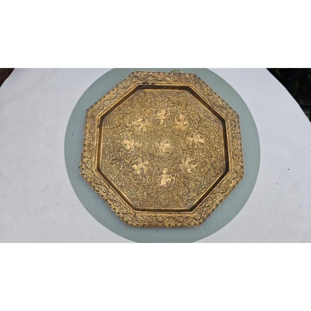 Art Deco Octagonal Openwork Brass Tray, Kashmir, 1920s For Sale - Image 6 of 6