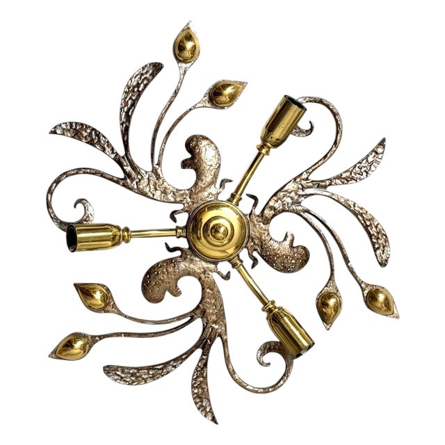 Vintage Flush Mount in Brass and Iron by Hans Möller, 1980s For Sale