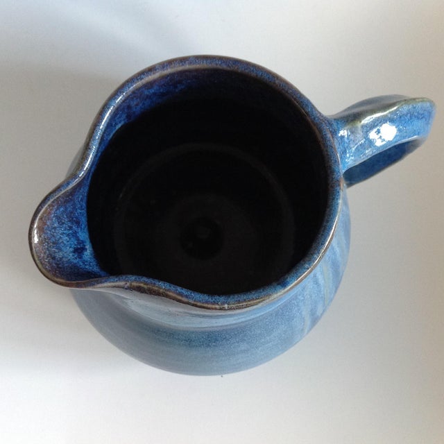 Vintage Artisan Blue Pottery Pitcher Chairish