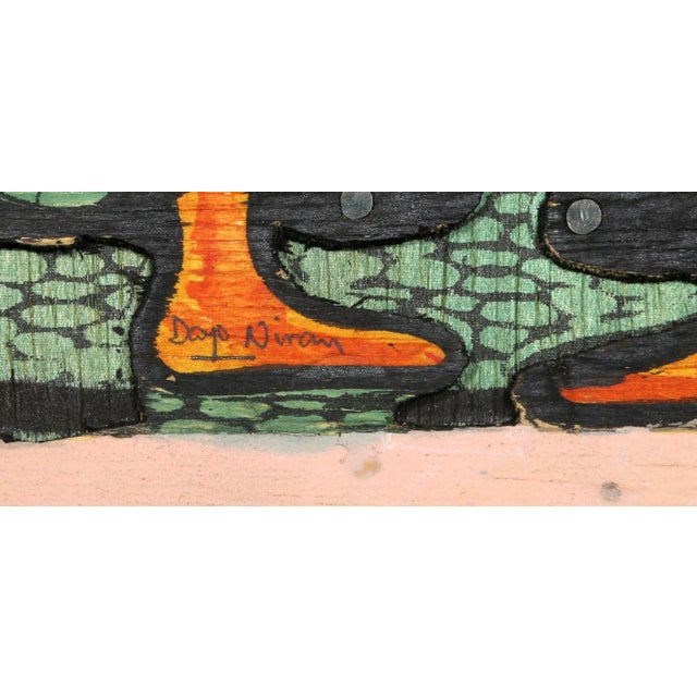 African Mother's Day, Dayo Niran Ink and Paint on Plywood, Signed L.r. For Sale - Image 3 of 4