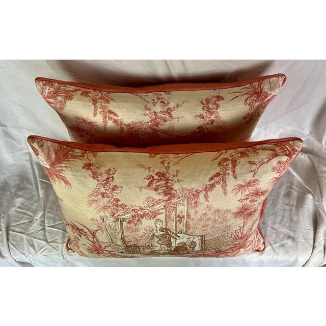Mid 20th Century Pair of Chinoiserie Style Pindler & Pindler Textile Pillows For Sale - Image 5 of 8