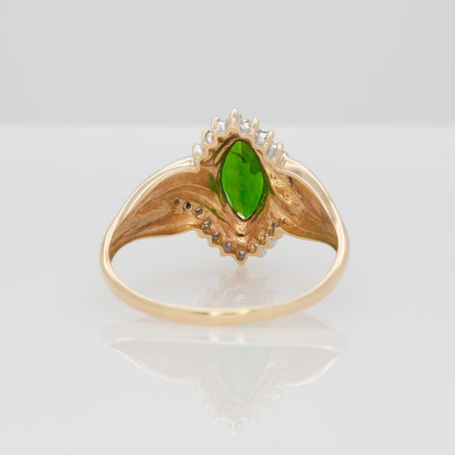 Metal 1.1Ct Chrome Diopside Ring With Natural Diamonds Accents: Solid 10k Gold, 10x8mm For Sale - Image 7 of 8
