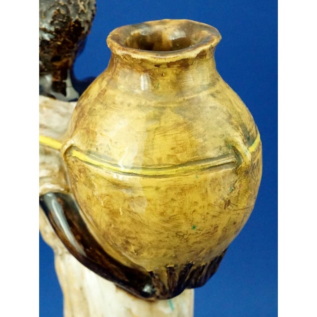 20th Century Majolica Ceramic Sculpture of Woman with Vase from Tanagra Rome, Italy For Sale - Image 17 of 18