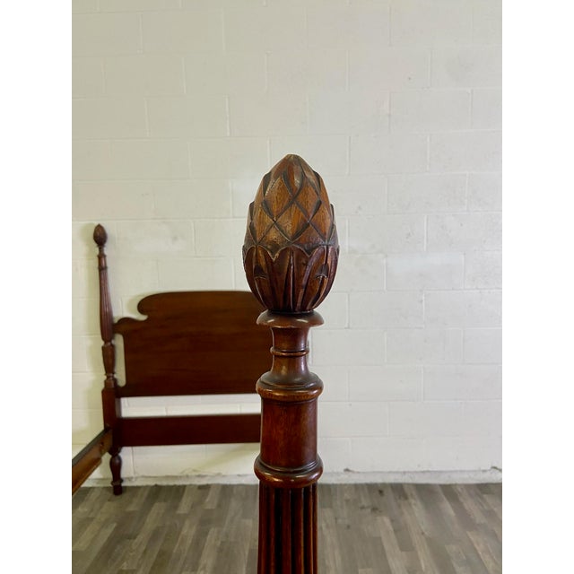 Vintage Twin Size Four Poster Bed With Pinecone Pineapple Finials