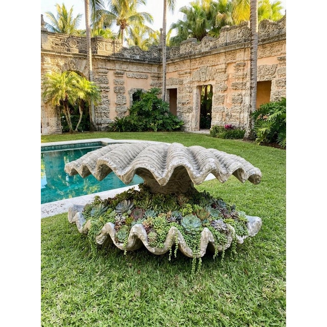 Monumental Resin Giant Clam Shell Garden Statue & Planter Accent For Sale - Image 10 of 12