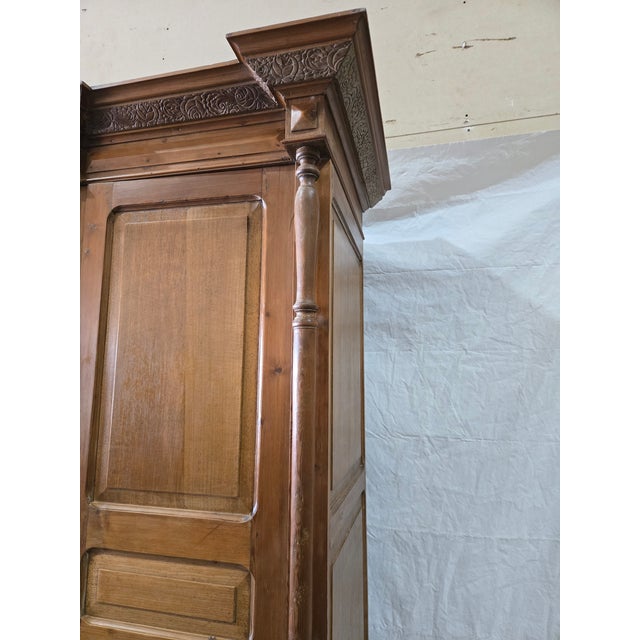 Antique French Provincial Pine Armoire | Louis XVI Revival For Sale - Image 12 of 12