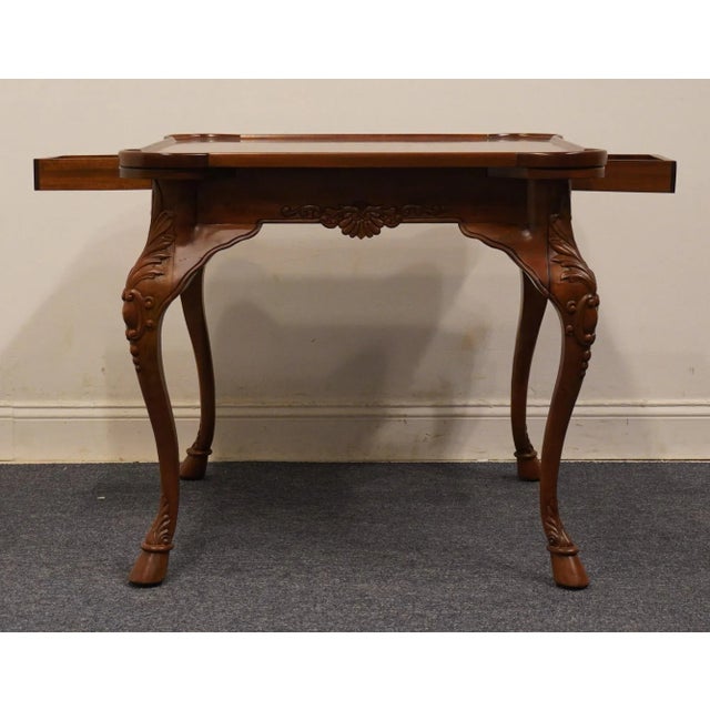 Wood Maitland Smith Solid Mahogany Traditional Chippendale Style 32" Square Game Table W. Drink Coasters 1692/06038 For Sale - Image 7 of 12