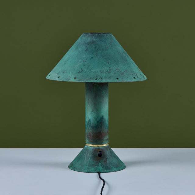 Verdigris Ron Rezek Verdigris Table Lamp For Sale - Image 8 of 17