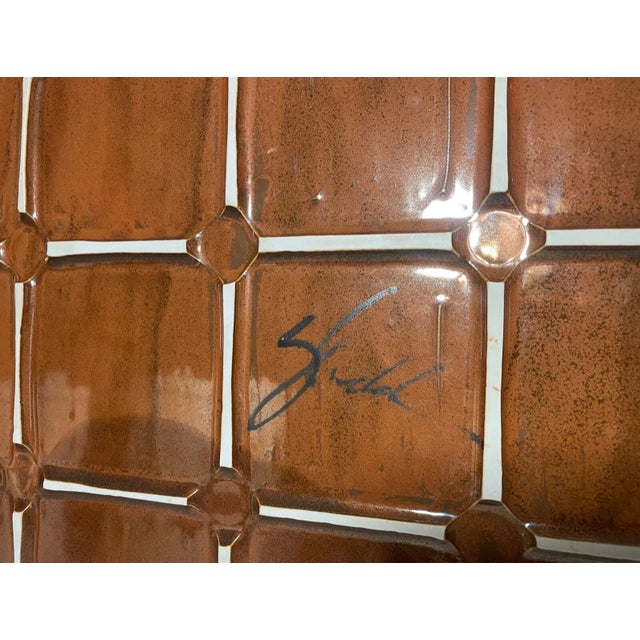 Large Vintage Handmade John Shedd Square Pottery Gazed Centerpiece Dish Platter For Sale - Image 11 of 13