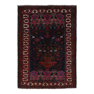 1950s Vintage Baluch Persian Rug in Blue With Red-Brown Patterns by Rug & Kilim