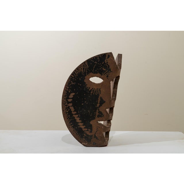 Brutalist Brutalist Iron Mask Sculpture, 20th Century For Sale - Image 3 of 8