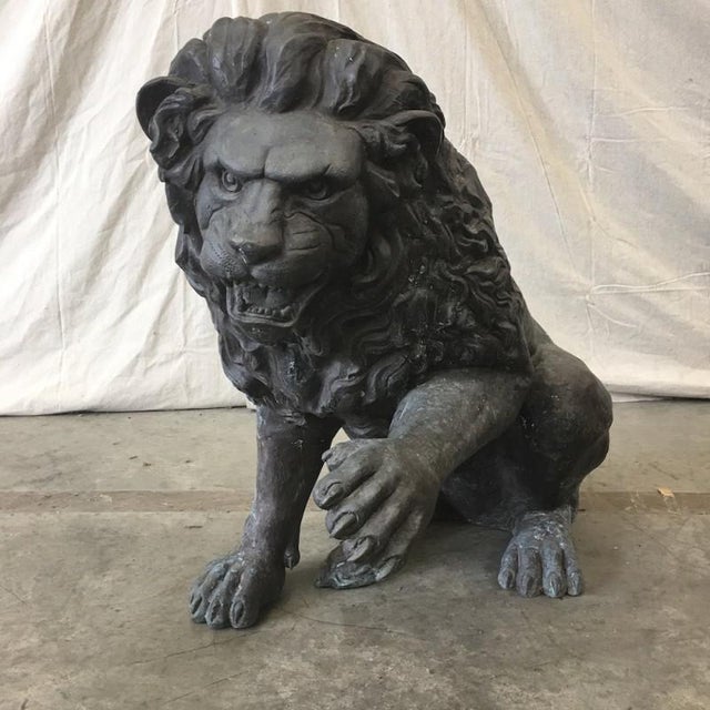 Large Bronze Seated Lion Sculpture Bronze Lion Statue Chairish