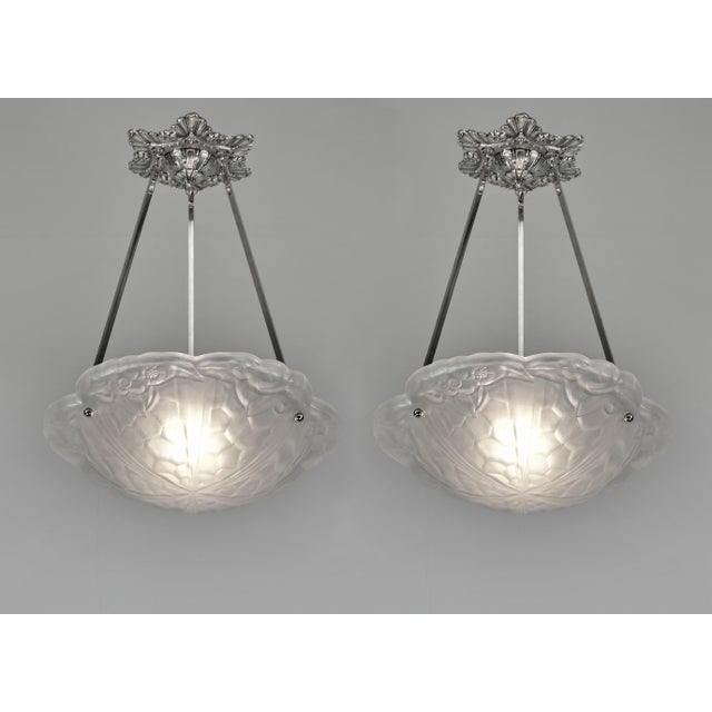 French Art Deco Pendant Light by Degue 1920s France - 2 Available For Sale - Image 12 of 12